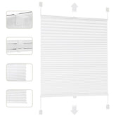 Sekey pleated blinds without drilling, 100% blackout, white